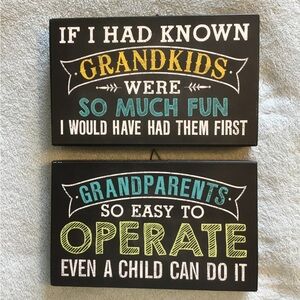 GRANDPARENTS & GRANDKIDS Wall decor. Each 9 1/4” wide x 5 3/4” high.